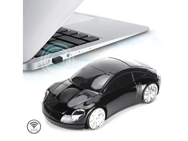 Alt view image 5 of 7 - 2.4G Wireless Cute Car Shape Mouse with USB Receiver, Adjustable 1600DPI Optical LED Light Mouse for Laptop PC Tablet, Black