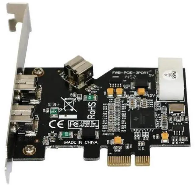 Alt view image 5 of 6 - PCIe x1 3-Port 1394B Controller Card, IEEE 1394B FireWire 800 Add-On Card for Digital Video Camera Capture