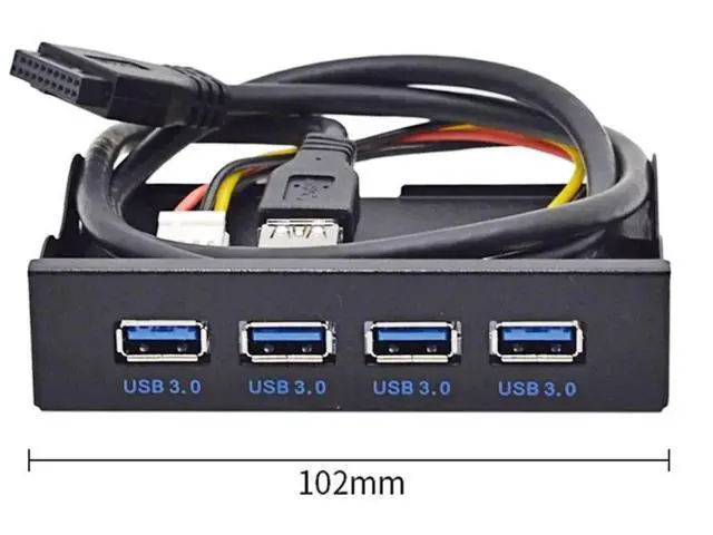 Alt view image 7 of 7 - 4-Port USB 3.0 Front Panel Hub, 3.5" Floppy Bay Mount, 20Pin to Motherboard Adapter with SATA Power Cable