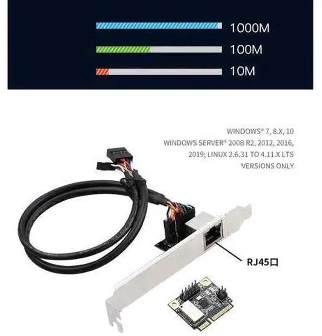 Alt view image 3 of 4 - M.2 B Key M Key Gigabit Ethernet Adapter Card, 10/100/1000Mbps M.2 to RJ45 LAN Card with Realtek RTL8111H Chip for Mini PC & Laptop