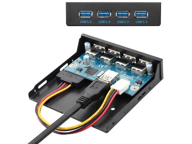 Alt view image 6 of 7 - 4-Port USB 3.0 Front Panel Hub, 3.5" Floppy Bay Mount, 20Pin to Motherboard Adapter with SATA Power Cable
