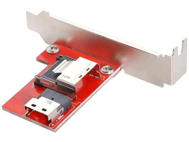 Alt view image 2 of 7 - PCIe 4.0 SlimSAS SFF-8654 Female to Mini SAS SFF-8087 Female Storage Adapter Card, Signal Conversion PCBA Module with Mount Bracket for Server RAID Controller