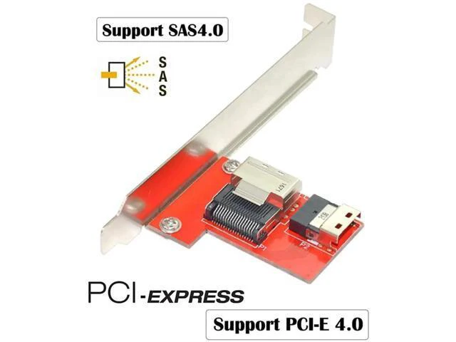 Alt view image 3 of 7 - PCIe 4.0 SlimSAS SFF-8654 Female to Mini SAS SFF-8087 Female Storage Adapter Card, Signal Conversion PCBA Module with Mount Bracket for Server RAID Controller