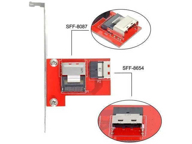 Alt view image 6 of 7 - PCIe 4.0 SlimSAS SFF-8654 Female to Mini SAS SFF-8087 Female Storage Adapter Card, Signal Conversion PCBA Module with Mount Bracket for Server RAID Controller