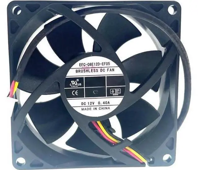 Alt view image 5 of 6 - EFC-08E12D-EF05 8025 80mm DC 12V 0.40A 3-Wire Dual Ball Bearing Cooling Fan for Elevator Inverter