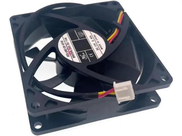 Alt view image 4 of 6 - EFC-08E12D-EF05 8025 80mm DC 12V 0.40A 3-Wire Dual Ball Bearing Cooling Fan for Elevator Inverter