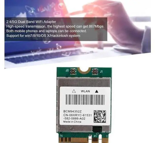 Alt view image 4 of 5 - NGFF M.2 Dual Band Wireless Network Card 2.4GHz+5GHz BCM94352Z WiFi WLAN Module