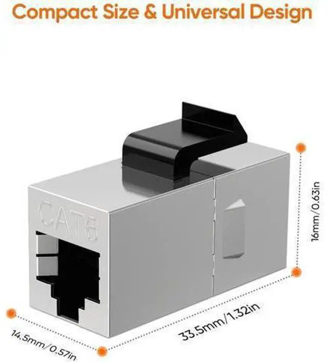 Alt view image 4 of 7 - 10 Pack Shielded RJ45 Female to Female Ethernet Coupler, 8P8C Inline Modular Extender Adapter for Cat6 Network Cable Extension