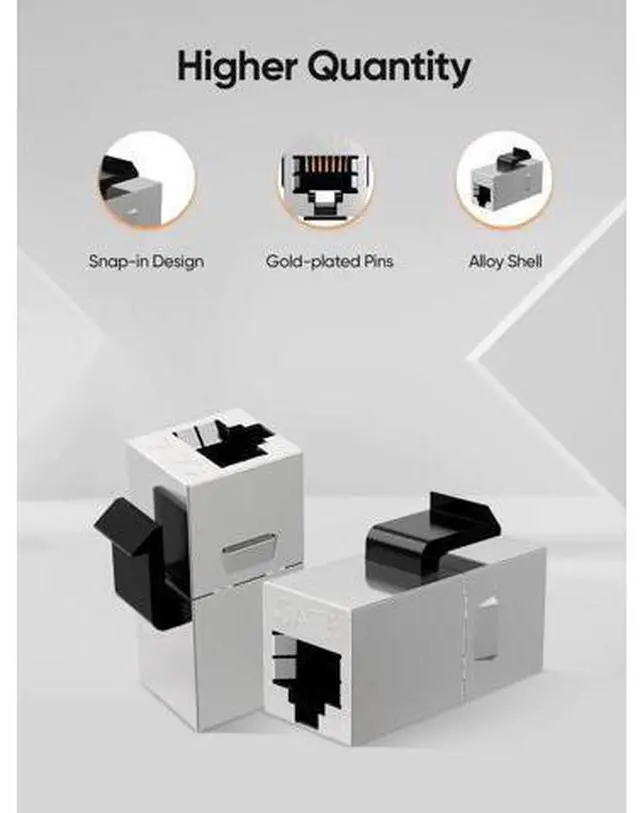 Alt view image 7 of 7 - 10 Pack Shielded RJ45 Female to Female Ethernet Coupler, 8P8C Inline Modular Extender Adapter for Cat6 Network Cable Extension