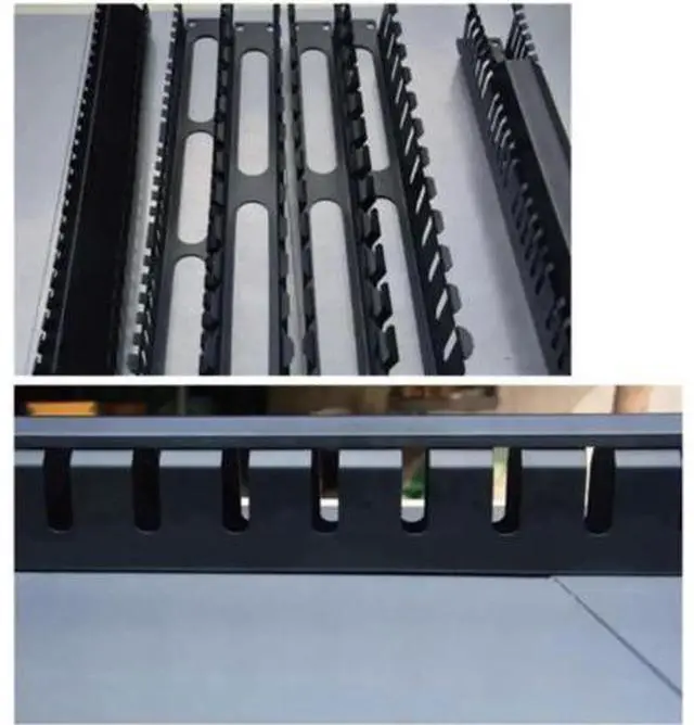 Alt view image 2 of 3 - 19 Inch 1U Horizontal Rack Cable Management Panel, 12 Slots Metal Finger Duct Wire Organizer with Removable Cover for Server Rack