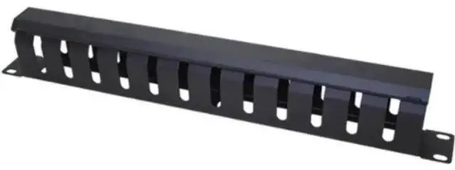 Main image of 19 Inch 1U Horizontal Rack Cable Management Panel, 12 Slots Metal Finger Duct Wire Organizer with Removable Cover for Server Rack