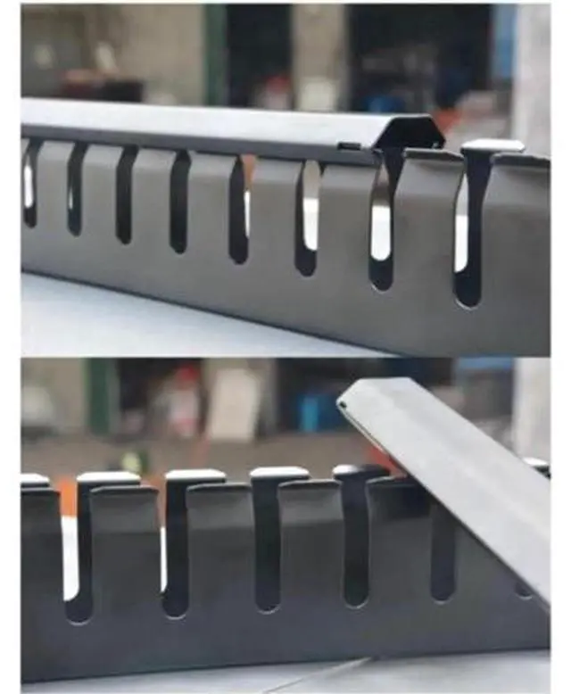 Alt view image 3 of 3 - 19 Inch 1U Horizontal Rack Cable Management Panel, 12 Slots Metal Finger Duct Wire Organizer with Removable Cover for Server Rack