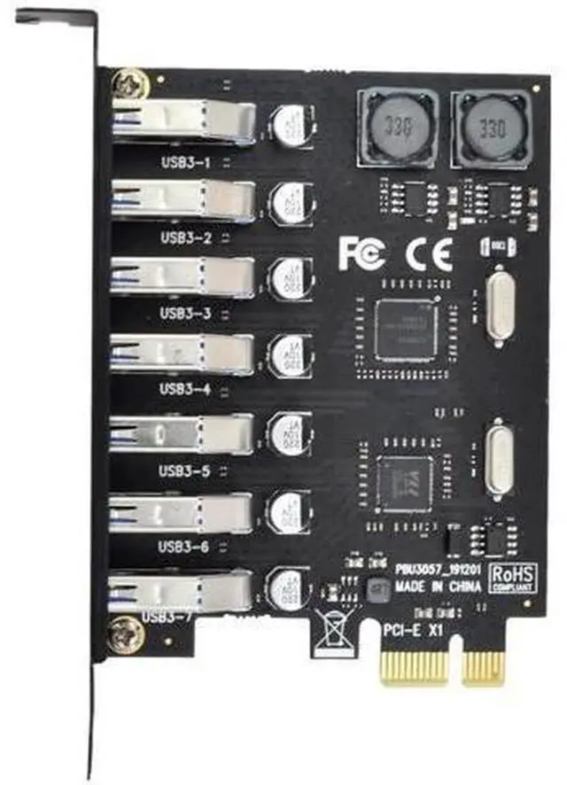 Alt view image 7 of 7 - 7 Ports PCIe to USB 3.0 Expansion Card, PCI Express x1 USB3.0 Hub Adapter with 5Gbps SuperSpeed for Desktop Motherboard