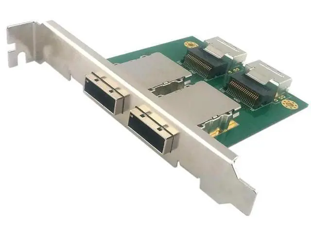 Alt view image 6 of 7 - Mini SAS 2 SFF-8088 External to Dual SFF-8087 Internal Adapter Card with Mount Bracket for Server Storage RAID
