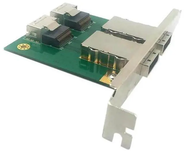 Alt view image 5 of 7 - Mini SAS 2 SFF-8088 External to Dual SFF-8087 Internal Adapter Card with Mount Bracket for Server Storage RAID