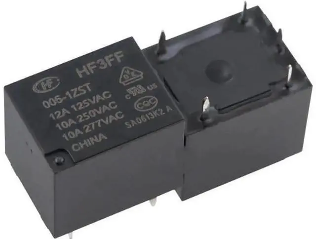 Main image of 5PCS HF3FF-005-1ZST 5V Mini Electromagnetic Relay, 5Pin 12A 125VAC, Alternative HF3FF-012-1ZST 12V / HF3FF-024-1ZST 24V