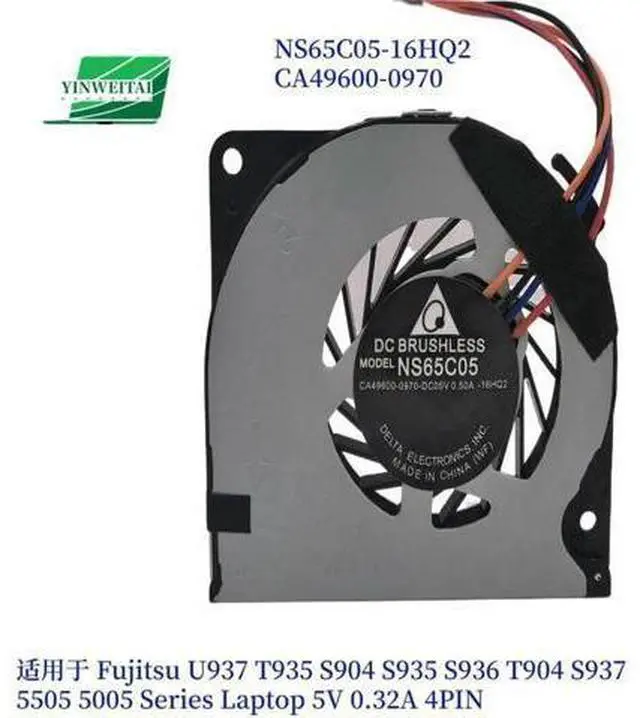 Main image of NS65C05-16H02 CPU Cooling Fan CA49600-0970 for Fujitsu LifeBook U938 U937 T935 S904 S935 S936 T904 S937 MU937