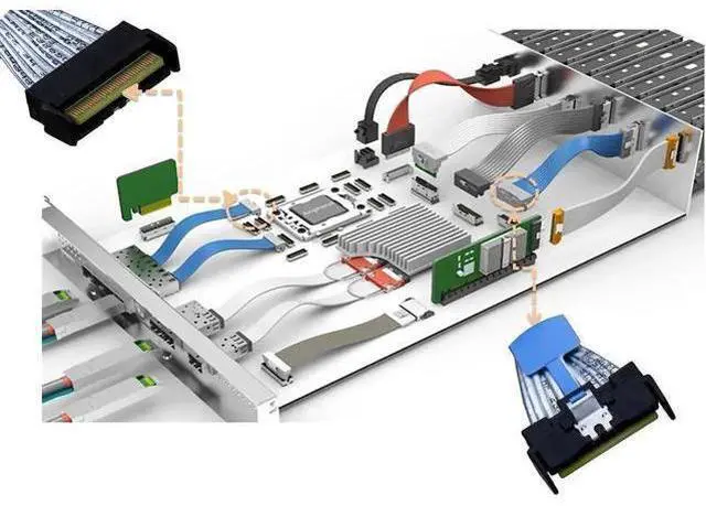 Alt view image 6 of 7 - PCIe Gen5 MCIO x8 to x8 Straight Cable, 74Pin Mini Cool Edge IO Double Male to Male Interconnect Cable, 100CM