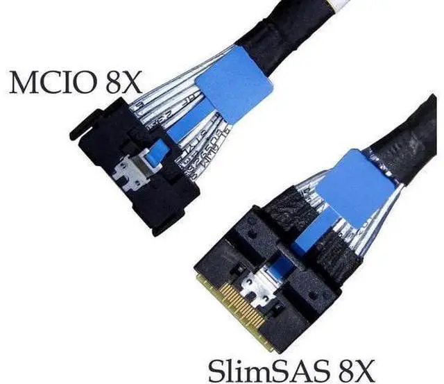 Alt view image 7 of 7 - PCIe Gen5 MCIO x8 to x8 Straight Cable, 74Pin Mini Cool Edge IO Double Male to Male Interconnect Cable, 100CM
