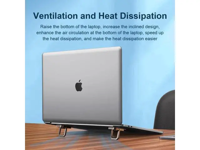 Alt view image 2 of 7 - Grey Adjustable Height Aluminum Laptop Stand, Portable Invisible Ergonomic Laptop Riser Cooling Kickstand Fit 12-17 Inch Laptops & Tablets, Compatible with MacBook Pro Air