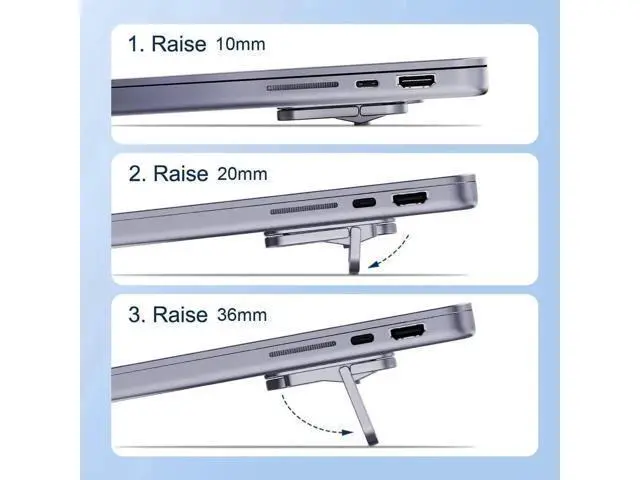 Alt view image 4 of 7 - Grey Adjustable Height Aluminum Laptop Stand, Portable Invisible Ergonomic Laptop Riser Cooling Kickstand Fit 12-17 Inch Laptops & Tablets, Compatible with MacBook Pro Air