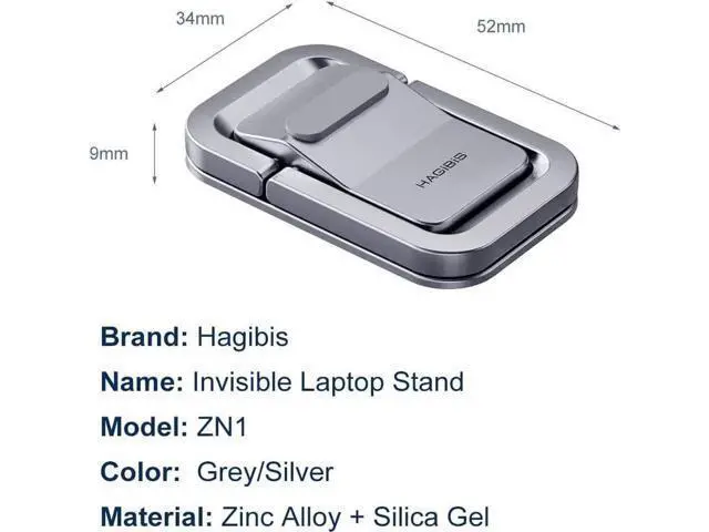 Alt view image 6 of 7 - Grey Adjustable Height Aluminum Laptop Stand, Portable Invisible Ergonomic Laptop Riser Cooling Kickstand Fit 12-17 Inch Laptops & Tablets, Compatible with MacBook Pro Air
