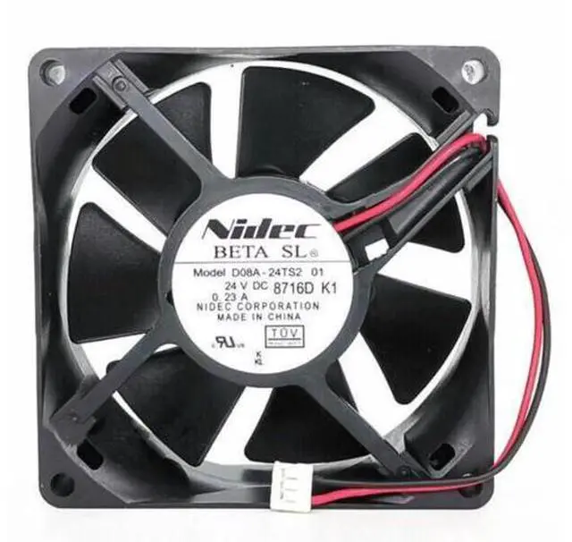 Main image of D08A-24TS2 01 8025 DC 24V 0.23A 2-Wire Axial Cooling Fan for Industrial Inverter