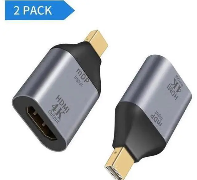 Alt view image 3 of 7 - 2 Pack Gold-Plated Mini DisplayPort Male to HDMI Female Adapter Support 4K For MacBook Surface Pro