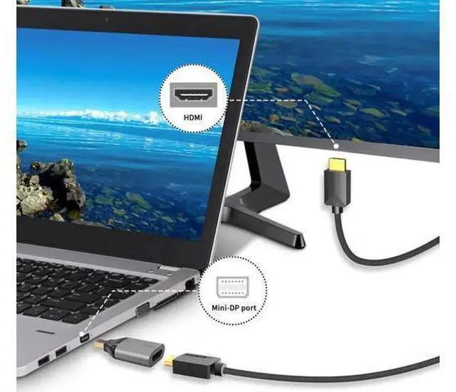 Alt view image 4 of 7 - 2 Pack Gold-Plated Mini DisplayPort Male to HDMI Female Adapter Support 4K For MacBook Surface Pro