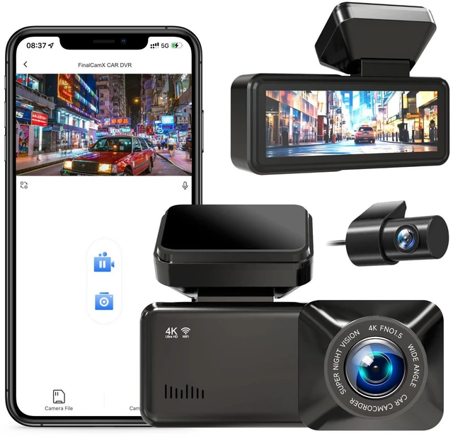 Main image of 4K + 1K Dual Dash Cam Front and Rear 5.8G WiFi Built-in GPS Car Camera, 170° Wide Angle F1.5 Lens, WDR Night Vision, 64GB SD Card, FinalCamX App