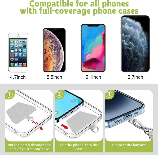 Alt view image 4 of 7 - Phone Lanyard, 2 Pack Crossbody Anti-Drop Neck and Wrist Strap with 2 Pcs Tether Patches, Secure Hands-Free Compatible for iPhone Samsung Perfect for Nurses, Teachers, Travel, Hiking Black+Gray
