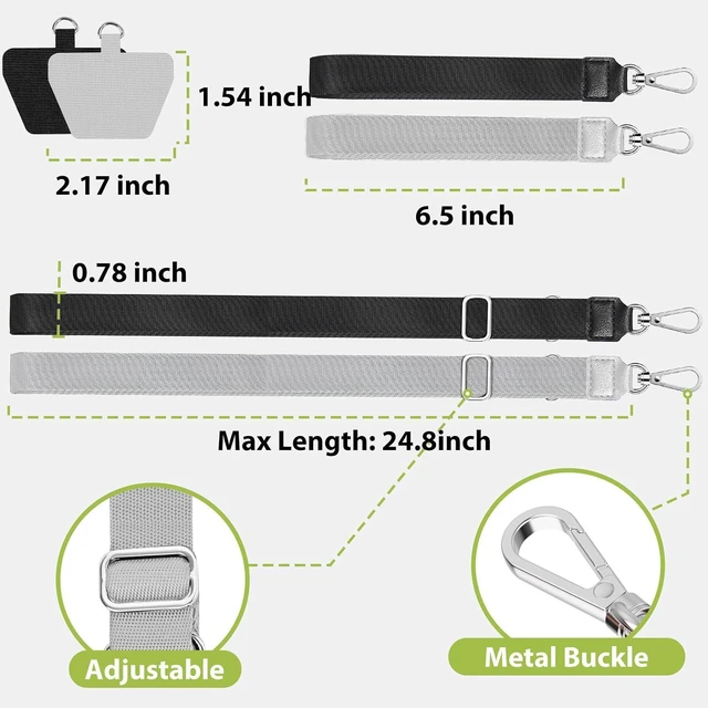 Alt view image 5 of 7 - Phone Lanyard, 2 Pack Crossbody Anti-Drop Neck and Wrist Strap with 2 Pcs Tether Patches, Secure Hands-Free Compatible for iPhone Samsung Perfect for Nurses, Teachers, Travel, Hiking Black+Gray