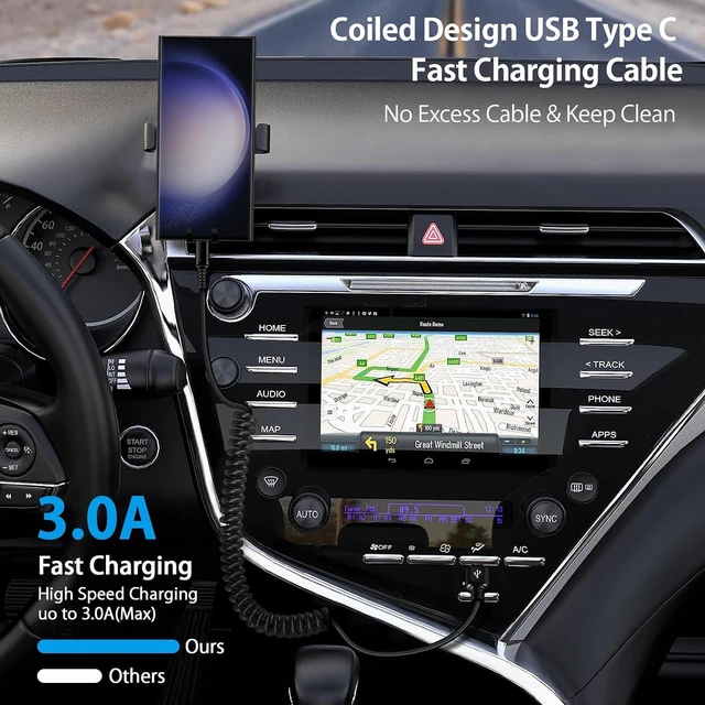 Alt view image 4 of 7 - Auto USB C Cable for Car Samsung Charger Cord Type C Fast Charging