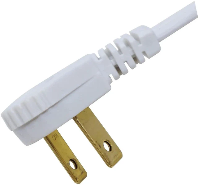 Alt view image 2 of 7 - Extension Cord - 16/3 Indoor Flat Plug with Right Angled Design - 3 Polarized Outlets - PVC Jacket - Space Saving - Neutral White - 16 Gauge - 3 Feetd
