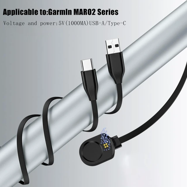 Alt view image 2 of 7 - Smart Watch Charging Cable 3.3FT for Garmln MARO2 Athlete MARO2 Adventurer MARQ2 Captain MARQ2 Golfer MARQ2 Aviator (USB-A)