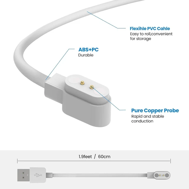 Alt view image 6 of 7 - Replacement Charging Cable Compatible with Blackview BV-SW01/ R3 Pro/ R3/ X2 Smart Watch Charger Cable Portable Magnetic 60cm USB Charging Cord for Blackview R3 Pro Charger (White&White)