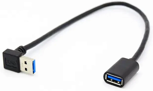 Alt view image 4 of 7 - 90 Degree USB 3.0 Extension Cable, Black USB 3.0 Male to Female Extender Cord 30cm (Up Angle)