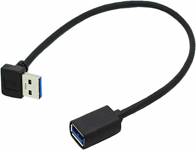 Alt view image 7 of 7 - 90 Degree USB 3.0 Extension Cable, Black USB 3.0 Male to Female Extender Cord 30cm (Up Angle)