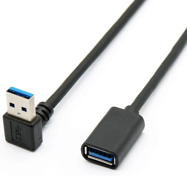 Alt view image 3 of 7 - 90 Degree USB 3.0 Extension Cable, Black USB 3.0 Male to Female Extender Cord 30cm (Up Angle)