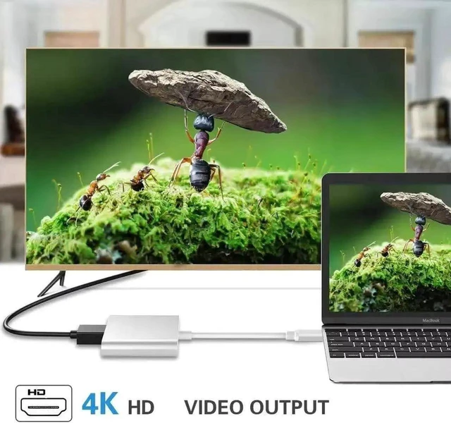 Alt view image 2 of 5 - USB C to HDMI Adapter 4K HDMI to USB-C Adapter 100W PD & USB 3.0 Multiport Digital AV Converter for MacBook Pro/Air iPad iPhone 15/16 Tablets Switch TV Monitor (1 Silver)