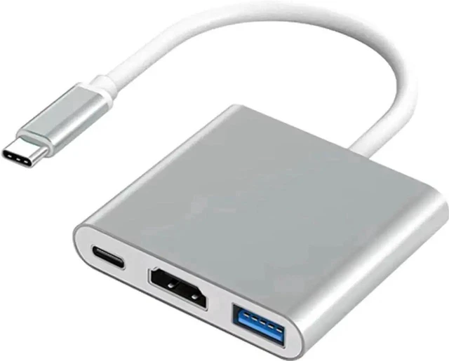 Main image of USB C to HDMI Adapter 4K HDMI to USB-C Adapter 100W PD & USB 3.0 Multiport Digital AV Converter for MacBook Pro/Air iPad iPhone 15/16 Tablets Switch TV Monitor (1 Silver)