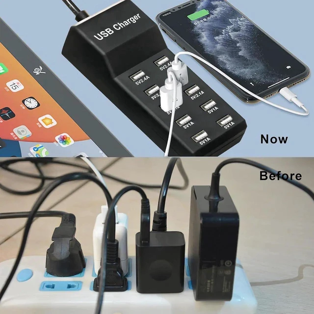 Alt view image 5 of 5 - USB Charging Station 10-Port Charging Station for Phones/Tablets/Watches (Black 10 USB-A)