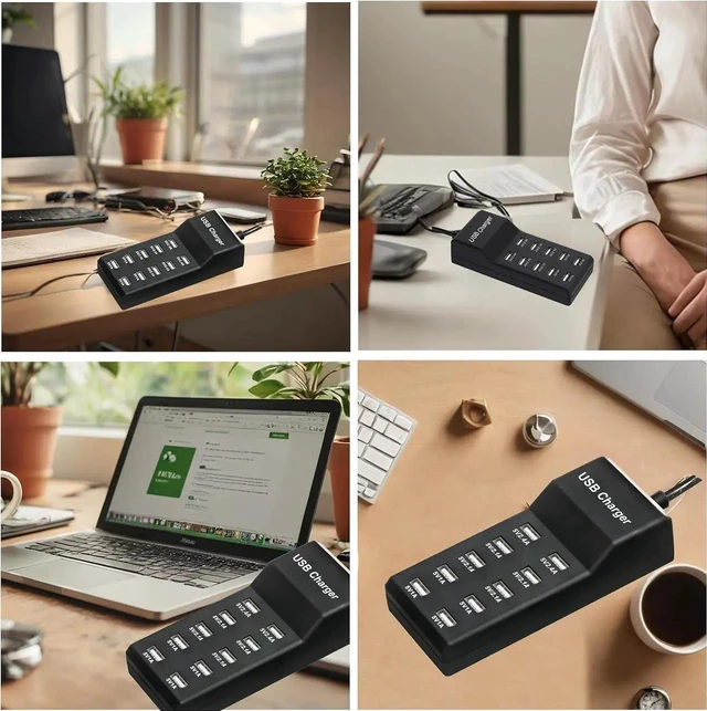 Alt view image 3 of 5 - USB Charging Station 10-Port Charging Station for Phones/Tablets/Watches (Black 10 USB-A)