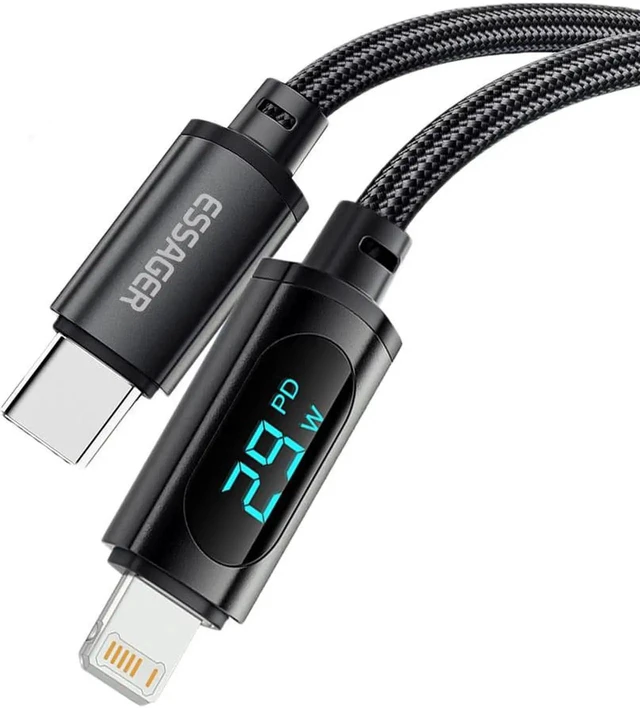 Main image of 3.3FT/1-Pack USB C to Lightning Cable Nylon Braided MFi Certified, 29W Max PD Fast Charging Cable, with LED Display for iPhone 14 13 12 11 Pro Max X XS XR XS Max 8 Plus and More
