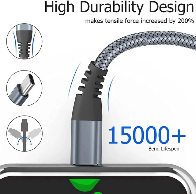 Alt view image 4 of 7 - USB C to USB C Cable 3.3ft 60W, 3Pack USB C Cable, PD Type C Charging Cable Fast Charging Compatible with MacBook Pro 2020, iPad Pro, iPad Air 4, Galaxy S20, Switch, Pixel, LG and Other USB C Charger