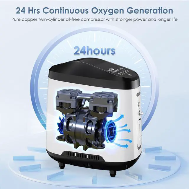 Alt view image 5 of 7 - AlengTop Adjustable 1-9L Home Oxygen Concentrator with Timer&Remote Control, 93% Purity Oxygen Generator, Quiet Operation Oxygen Machine for Home&Elderly Use