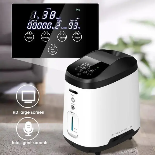 Alt view image 7 of 7 - AlengTop Adjustable 1-9L Home Oxygen Concentrator with Timer&Remote Control, 93% Purity Oxygen Generator, Quiet Operation Oxygen Machine for Home&Elderly Use