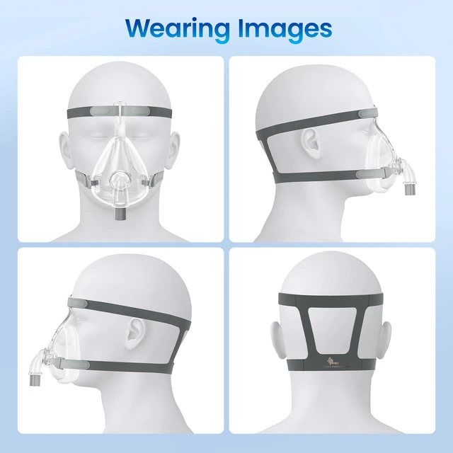 Alt view image 2 of 7 - Sleeping Full Face Mask SetMedium Size, Upgrade Mouth Nose Mask with Headgear, Frame, Tube and Nasal Pillow,Soft Silicone Cushion Mask with Adjustable Headgear & Tubing Accessories