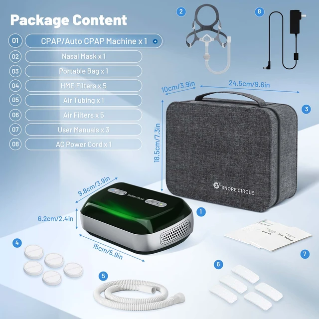 Alt view image 3 of 7 - Sleep Apnea Machine,Fully Automatic Sleep Breathing Machine with Dual Adjustable Modes,Sleep Ventilator,Travel Machine with Accessories &Travel Bag,Efficient and Quiet