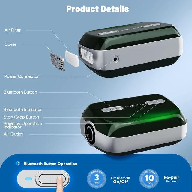 Alt view image 4 of 7 - Sleep Apnea Machine,Fully Automatic Sleep Breathing Machine with Dual Adjustable Modes,Sleep Ventilator,Travel Machine with Accessories &Travel Bag,Efficient and Quiet